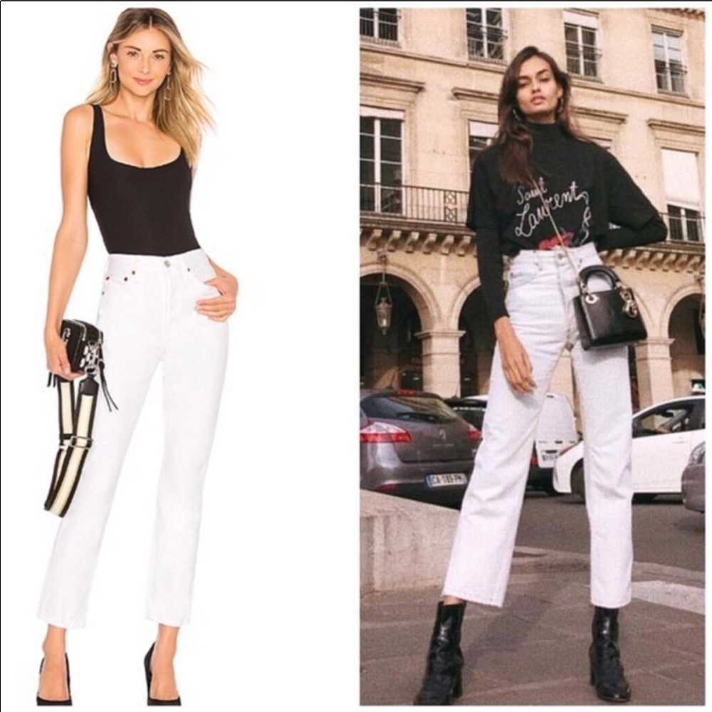 RE/DONE Originals White High Rise Stove Pipe Jeans